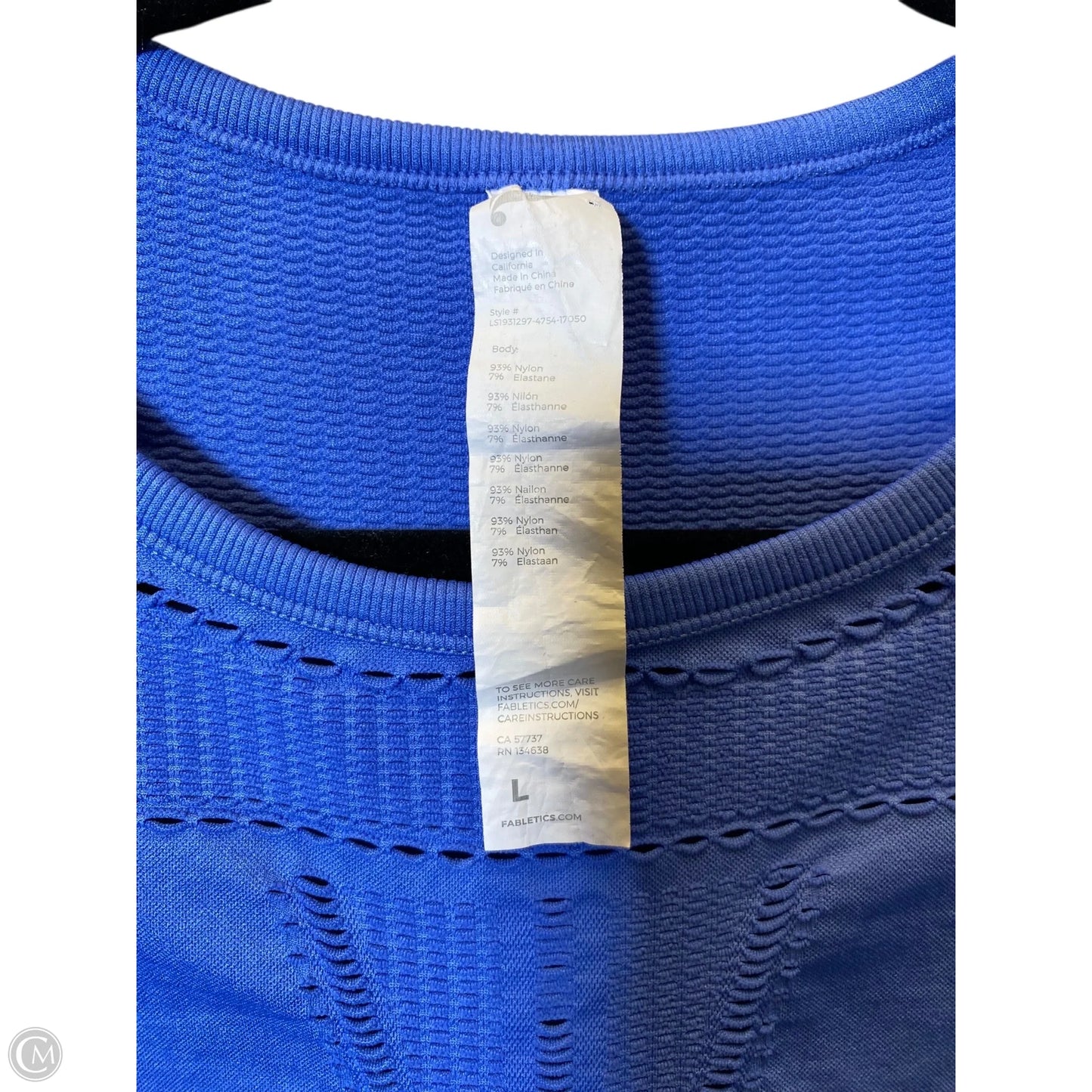 Athletic Top Long Sleeve Collar By Fabletics In Blue, Size: L