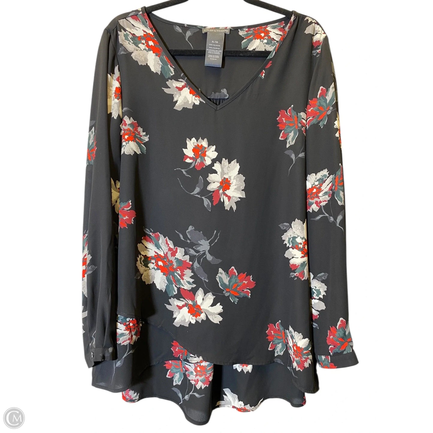 Top Long Sleeve By Chelsea And Theodore In Floral Print, Size: Xl