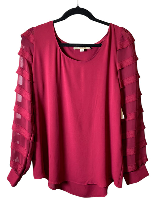 Top Long Sleeve By Loft In Maroon, Size: M