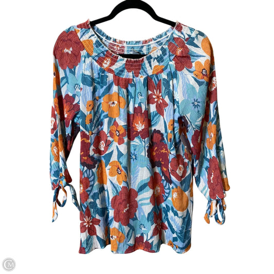 Top 3/4 Sleeve By By Design In Floral Print, Size: L