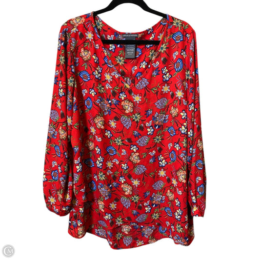 Top Long Sleeve By Chelsea And Theodore In Floral Print, Size: Xxl