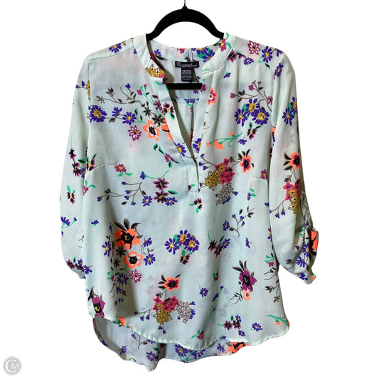 Top 3/4 Sleeve By Signature Studio In Floral Print, Size: M