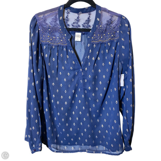 Top Long Sleeve By Bila In Navy, Size: L