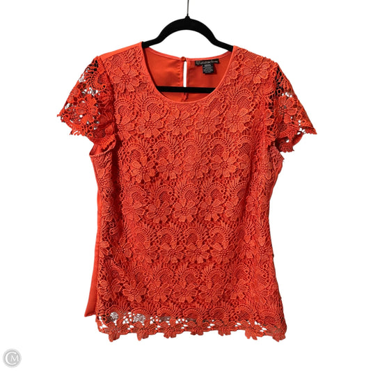 Top Short Sleeve By Signature Studio In Orange, Size: M