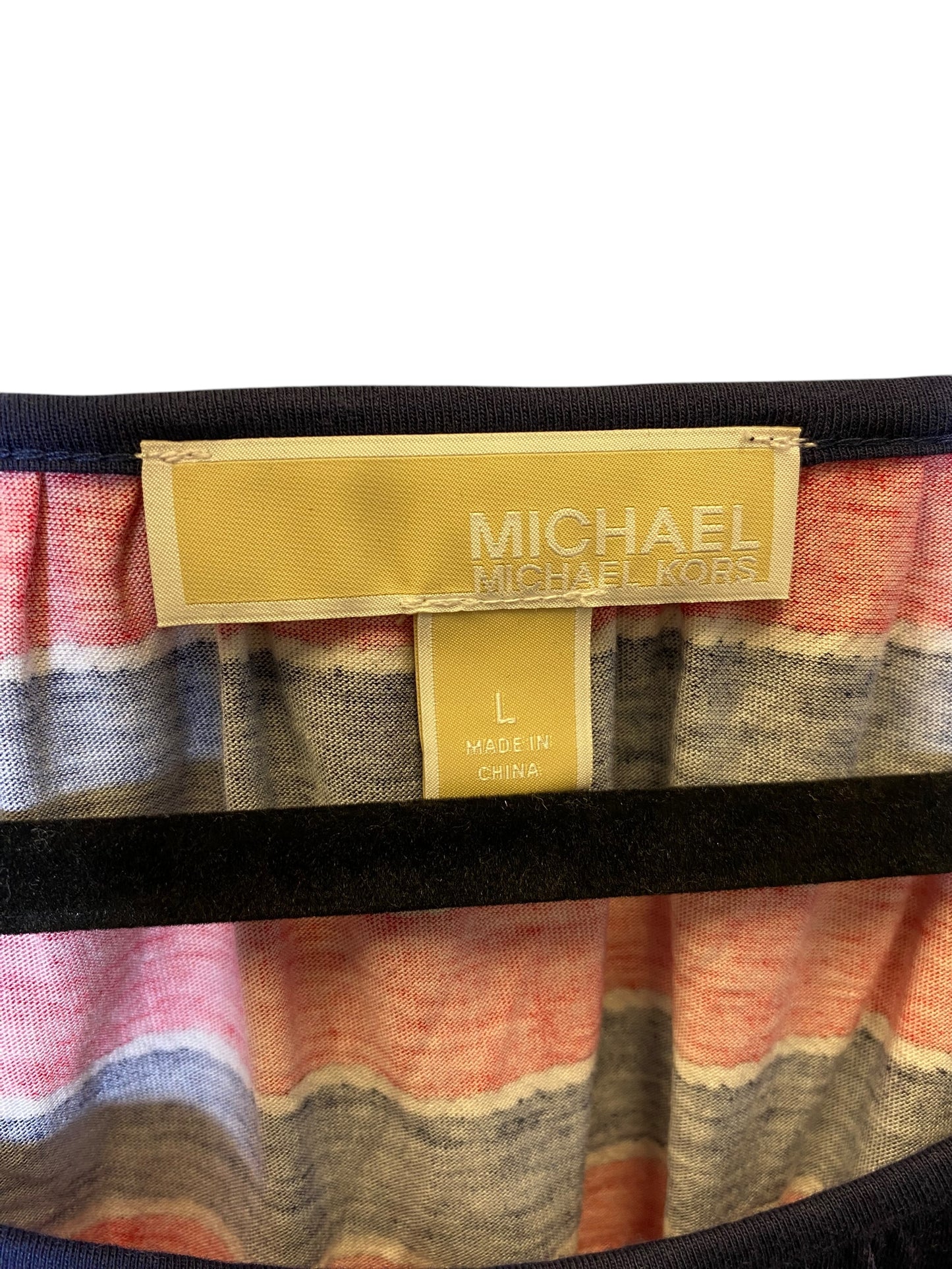 Top Long Sleeve By Michael By Michael Kors In Blue & Red, Size: L