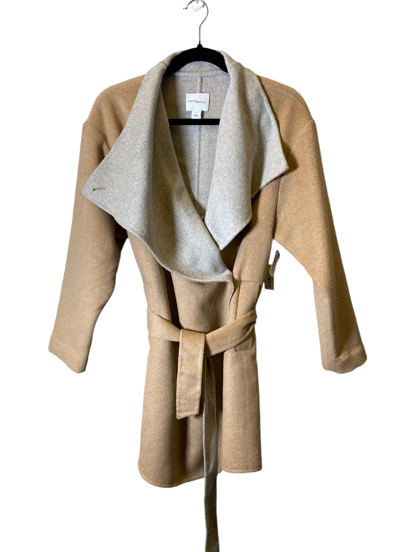 Coat Wool By Daily Ritual In Brown & Cream, Size: Xs