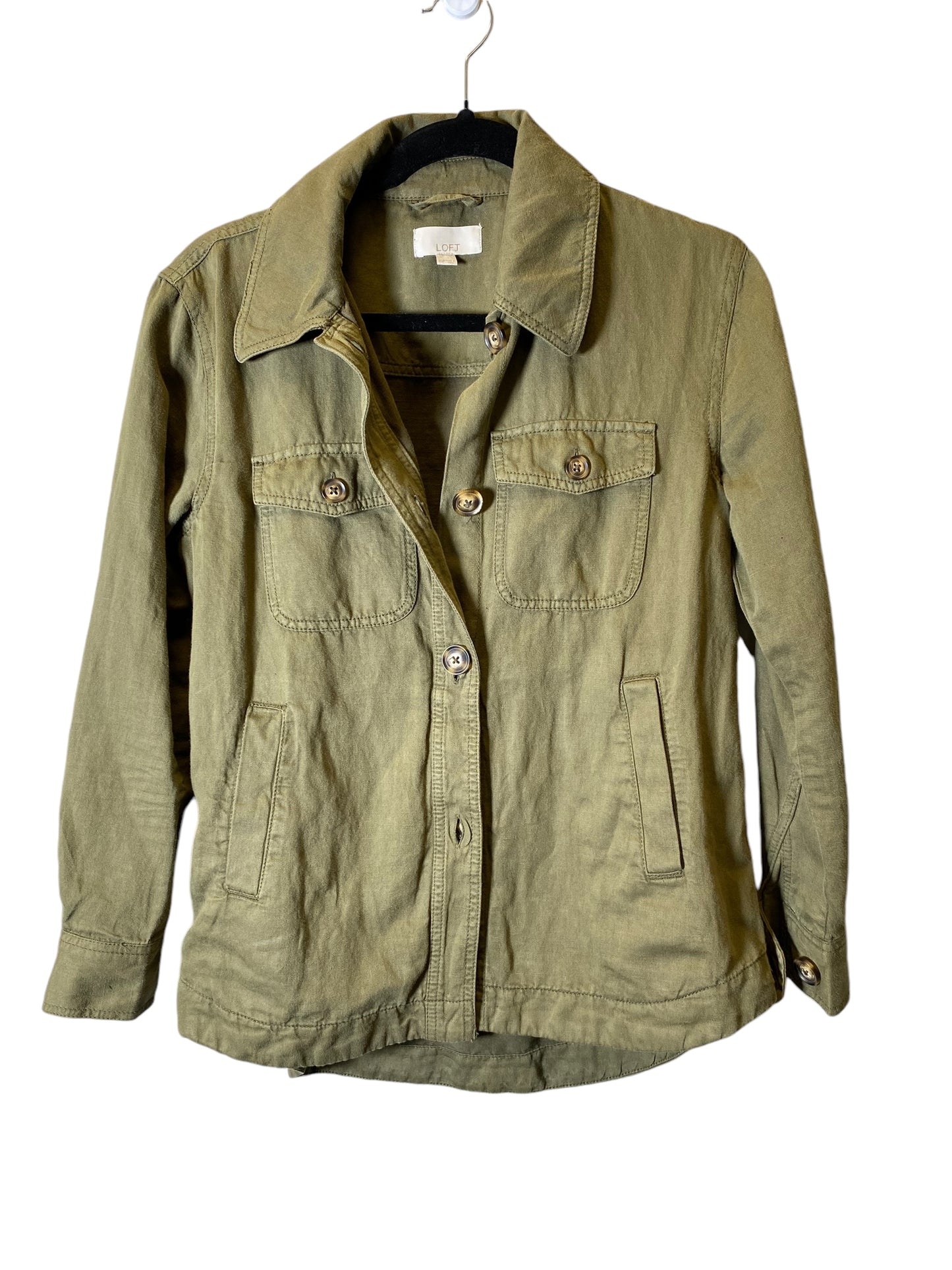 Jacket Denim By Loft In Green, Size: Xs