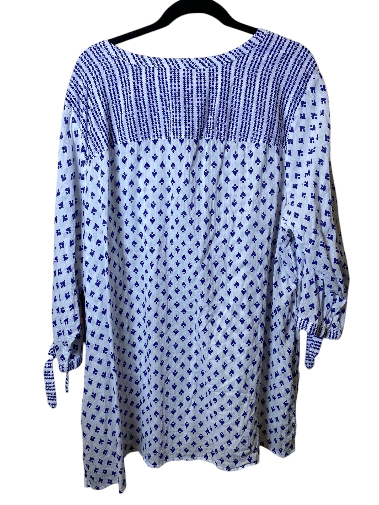 Top Long Sleeve By St Johns Bay In Blue & White, Size: 3x