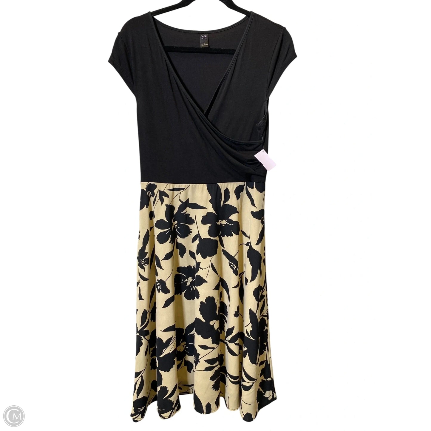 Dress Casual Midi By Clothes Mentor In Black & Cream, Size: L