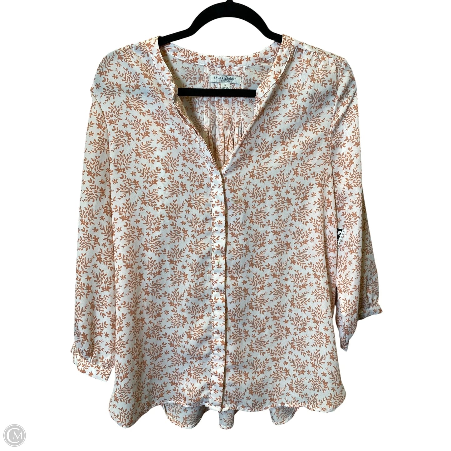 Blouse Long Sleeve By Jachs Girlfirend In Pink & White, Size: S