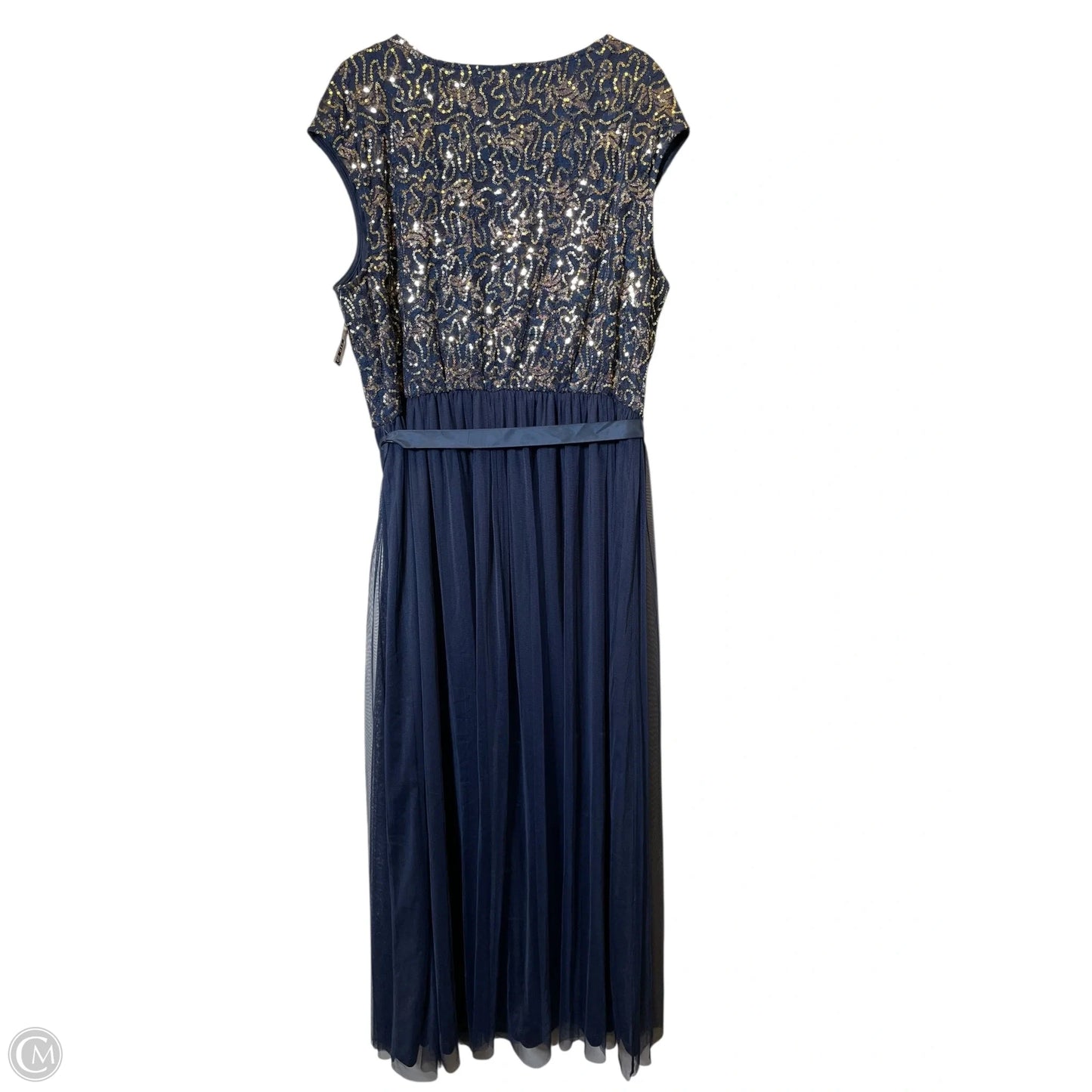 Dress Party Long By Clothes Mentor In Blue & Gold, Size: 2x