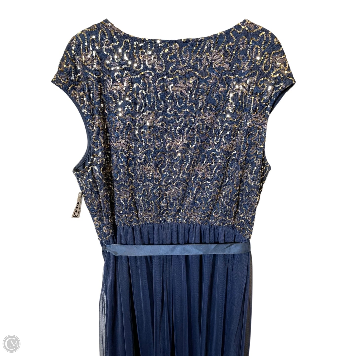 Dress Party Long By Clothes Mentor In Blue & Gold, Size: 2x