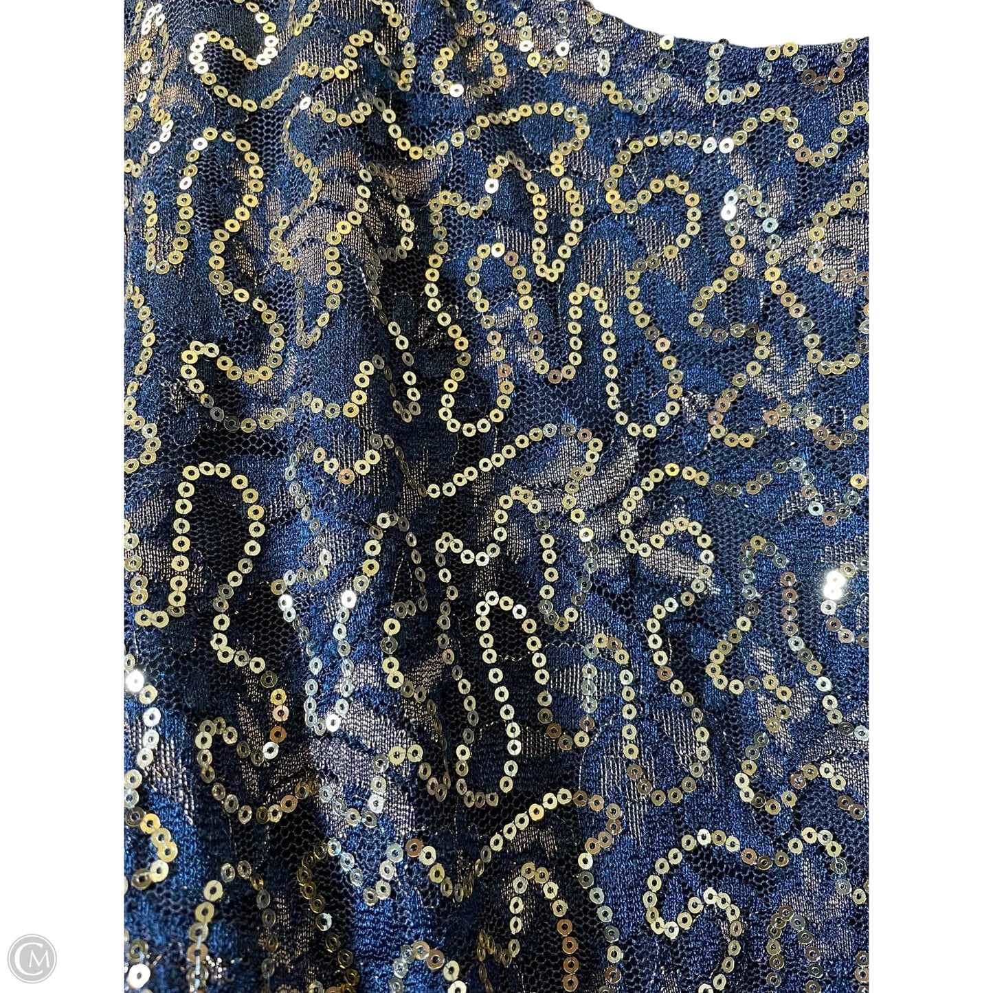 Dress Party Long By Clothes Mentor In Blue & Gold, Size: 2x