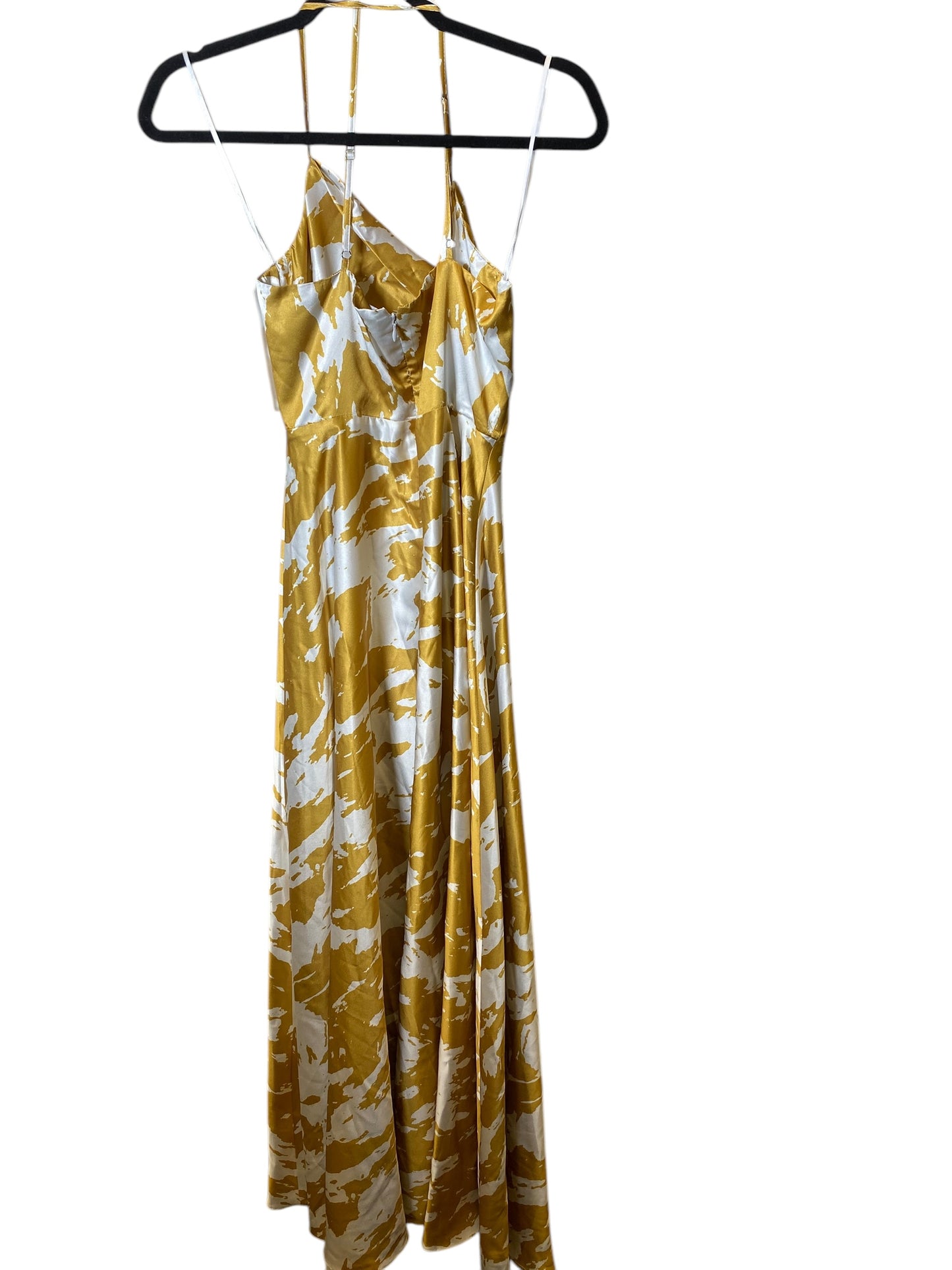 Dress Casual Maxi By Aakaa In Gold & White, Size: S