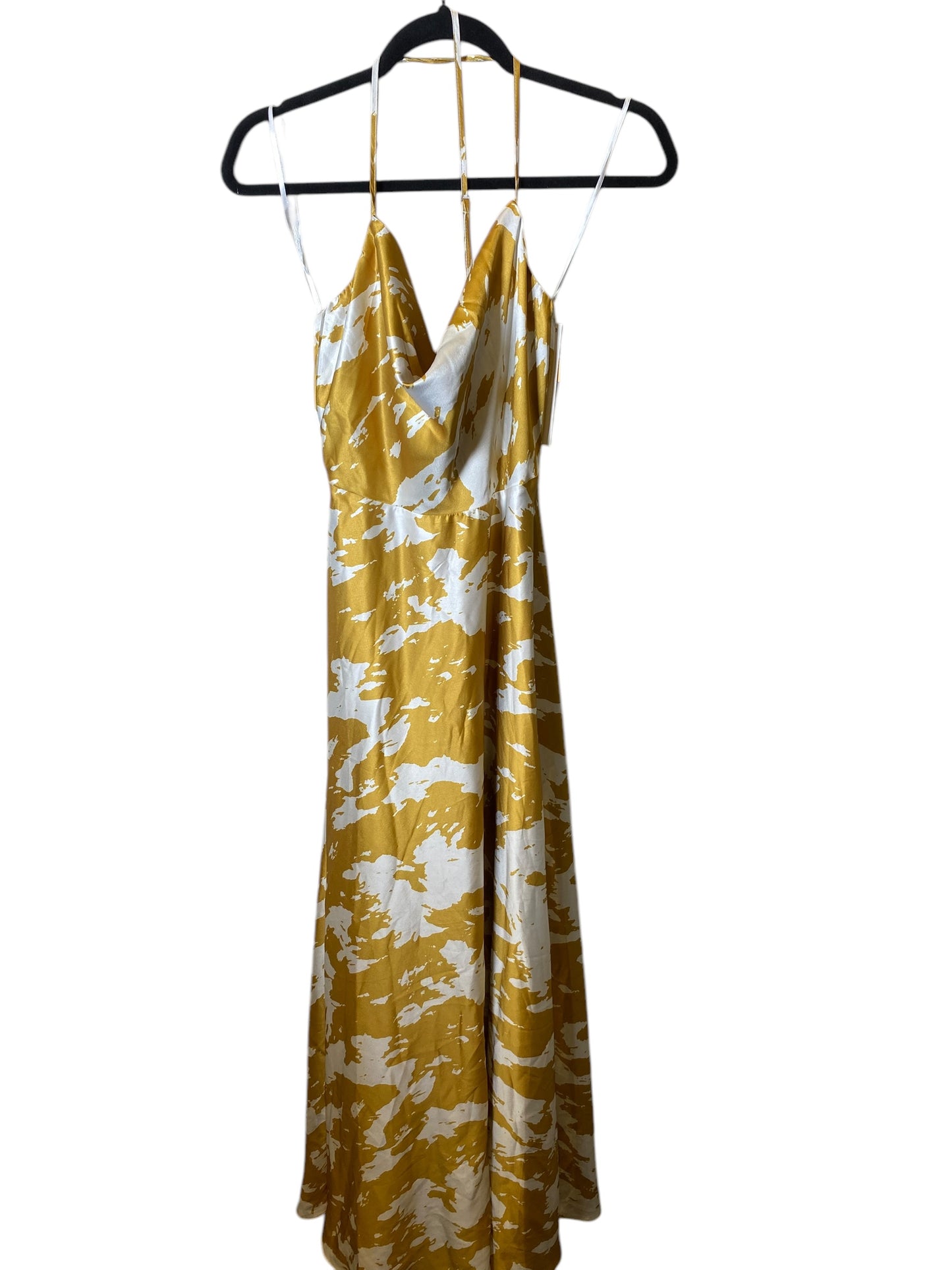 Dress Casual Maxi By Aakaa In Gold & White, Size: S