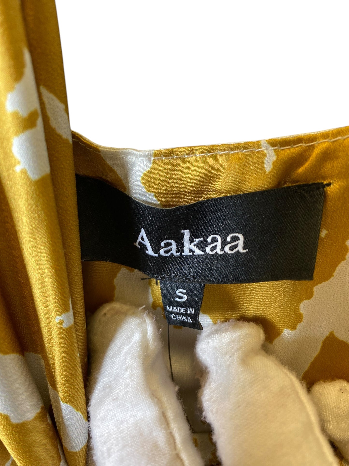 Dress Casual Maxi By Aakaa In Gold & White, Size: S