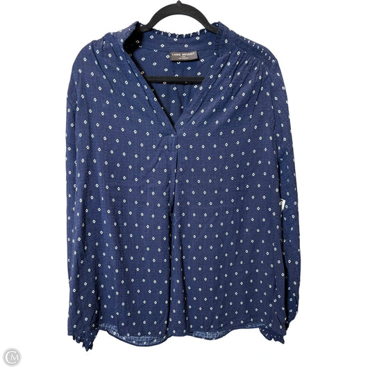 Top Long Sleeve By Lane Bryant In Blue & White, Size: Xl