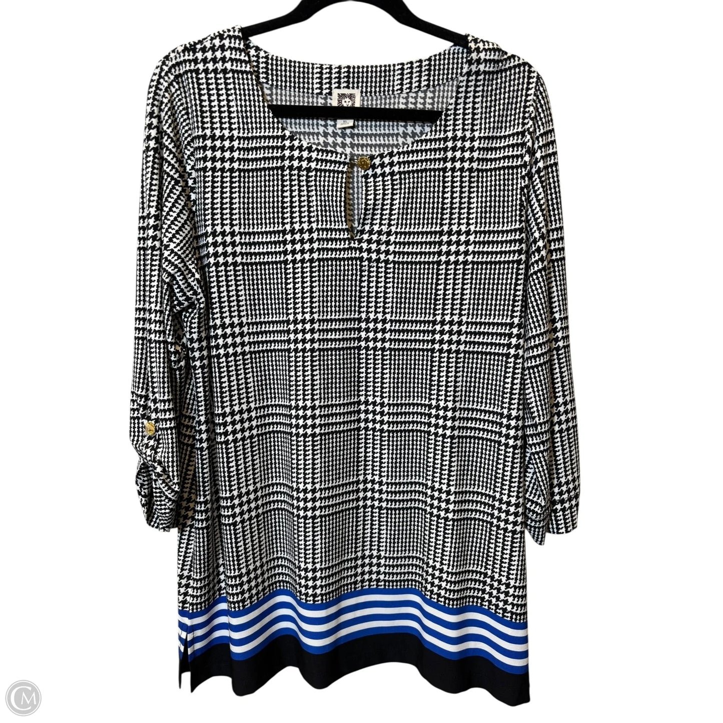 Top Long Sleeve By Anne Klein In Black & White, Size: Xl