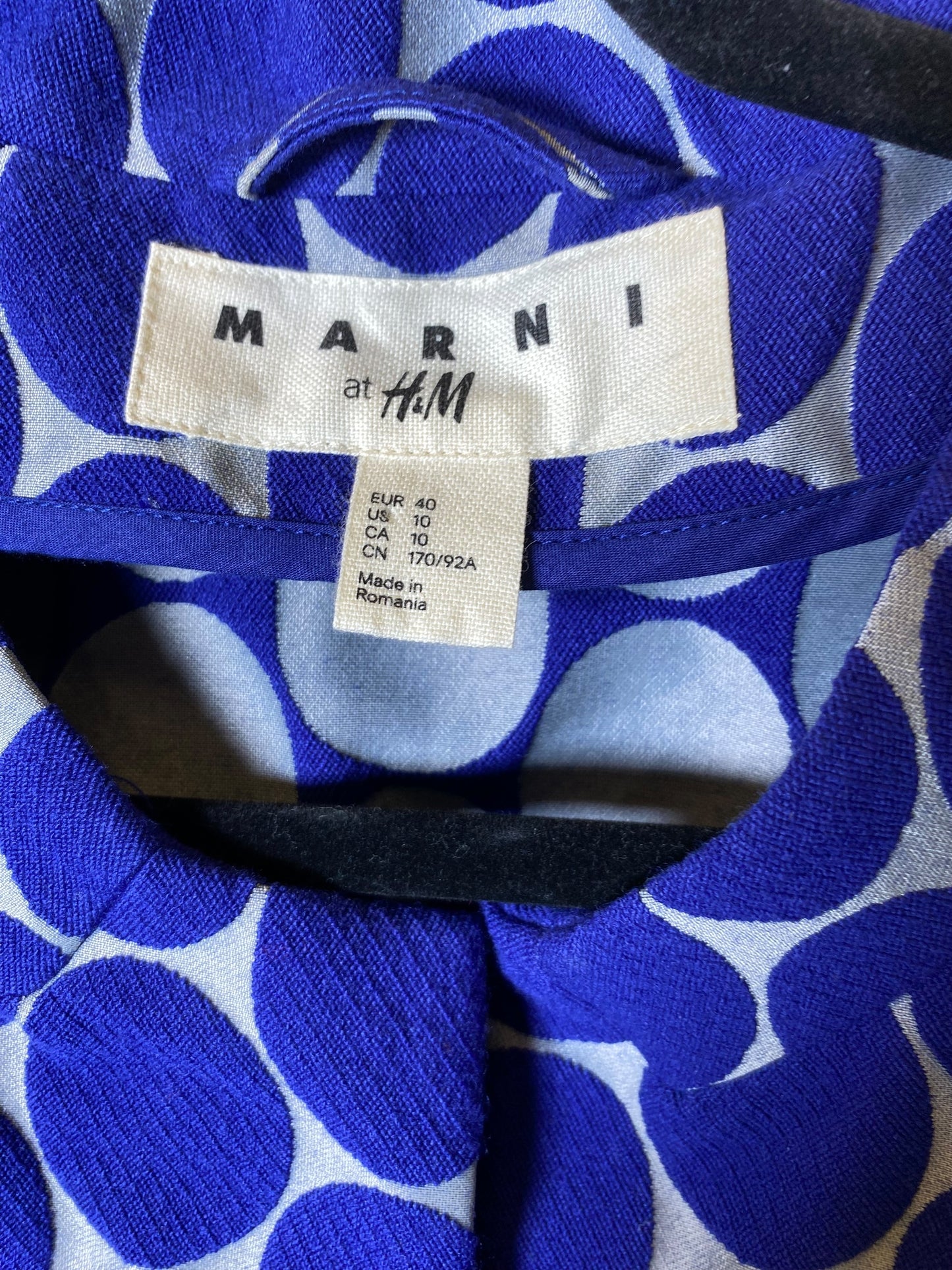 Jacket Designer By Marni In Blue & Grey, Size: M