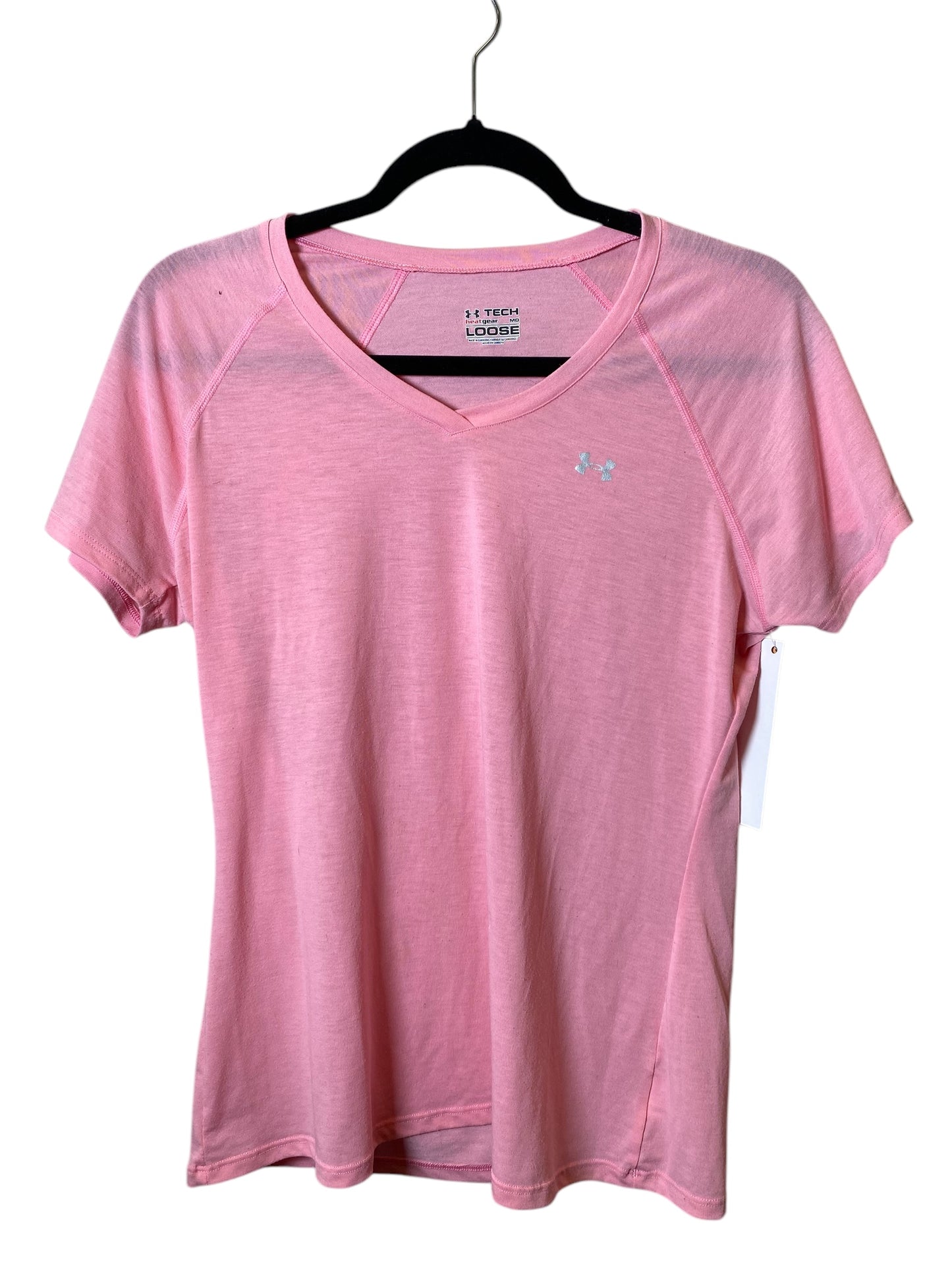 Athletic Top Short Sleeve By Under Armour In Pink, Size: M