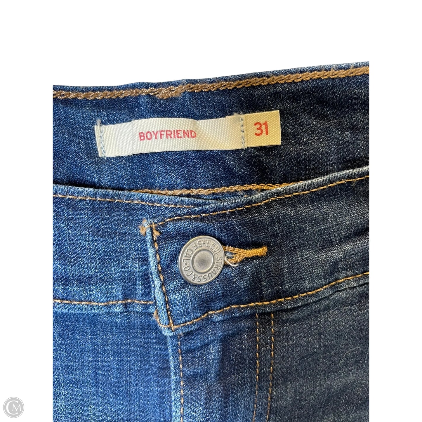 Jeans Boyfriend By Levis In Blue Denim, Size: 12