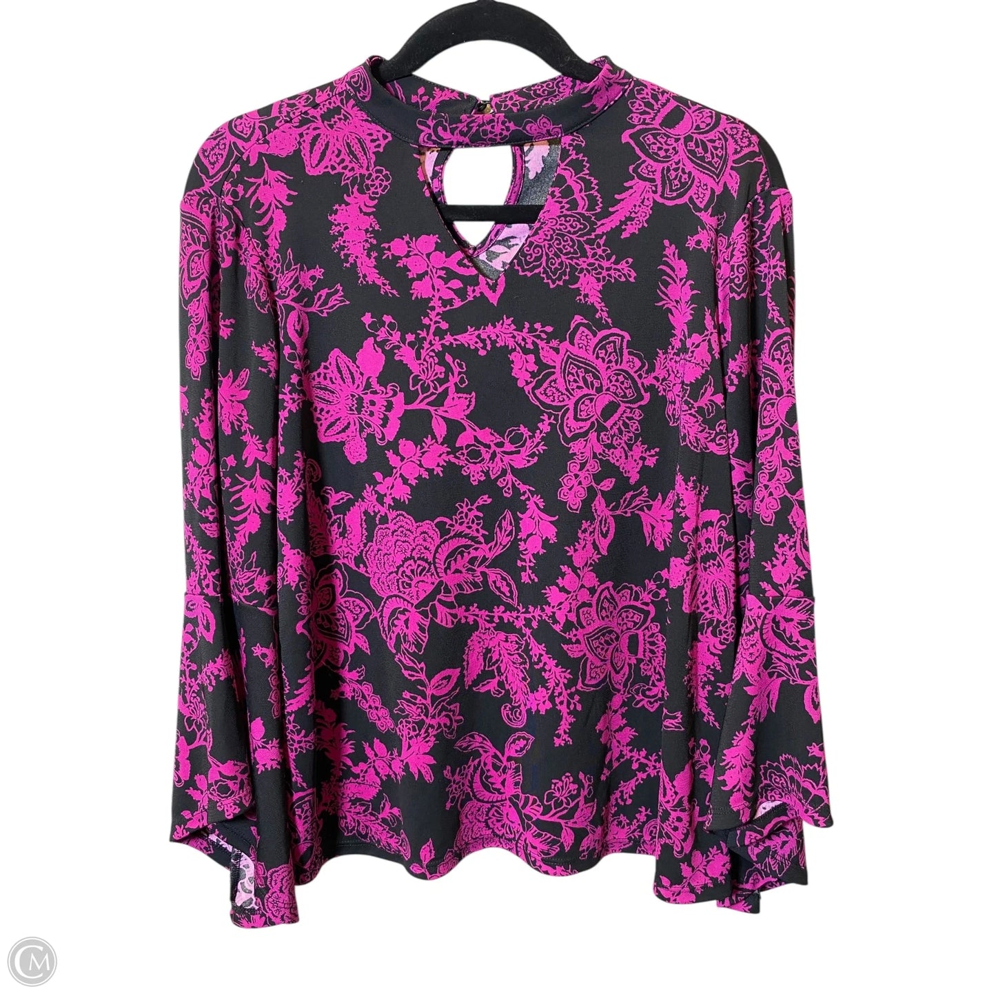 Top Long Sleeve By Roz And Ali In Black & Purple, Size: L
