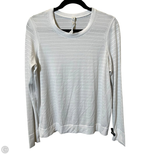 Athletic Top Long Sleeve Collar By Lululemon In White, Size: 12