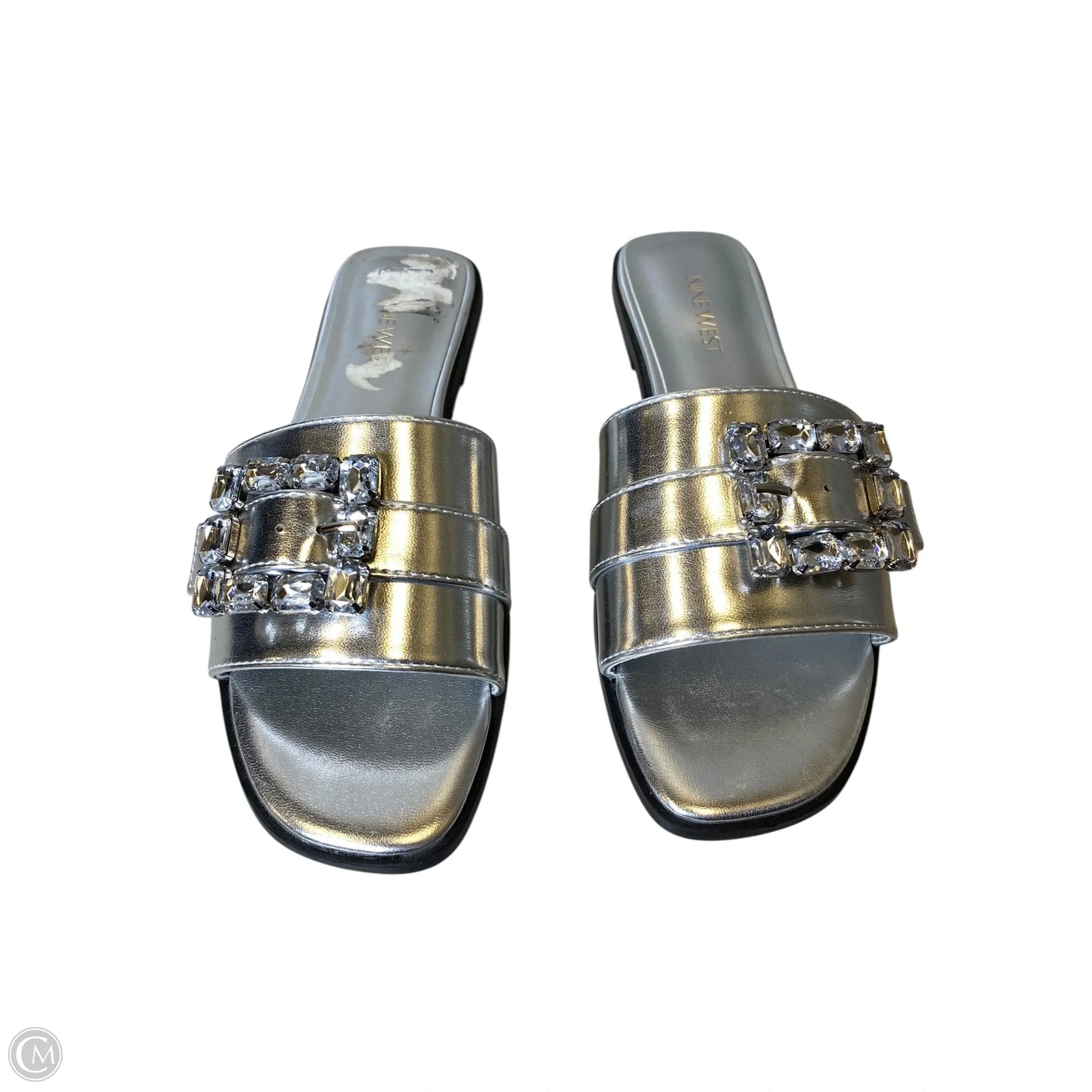 Sandals Flats By Nine West In Silver, Size: 8.5