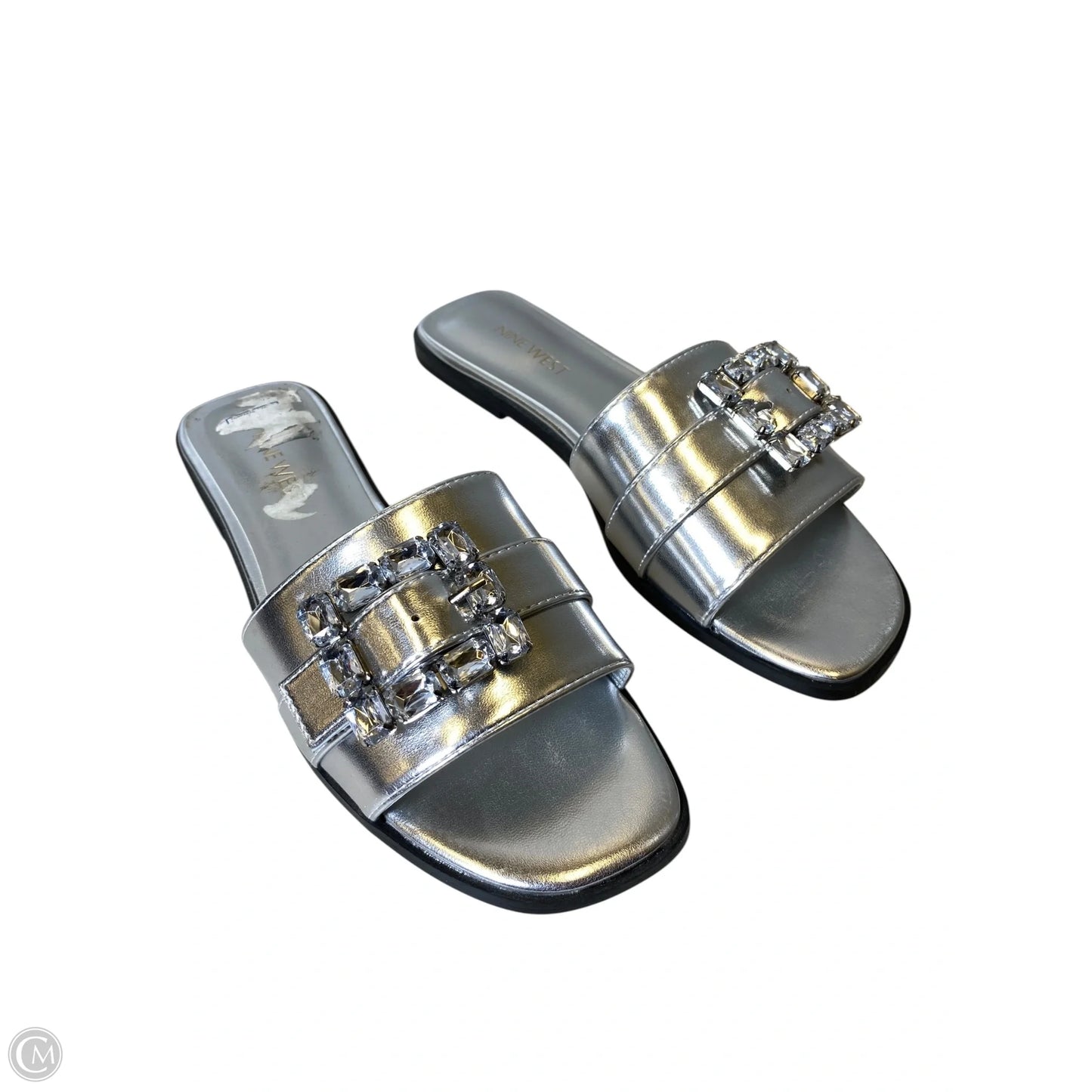 Sandals Flats By Nine West In Silver, Size: 8.5