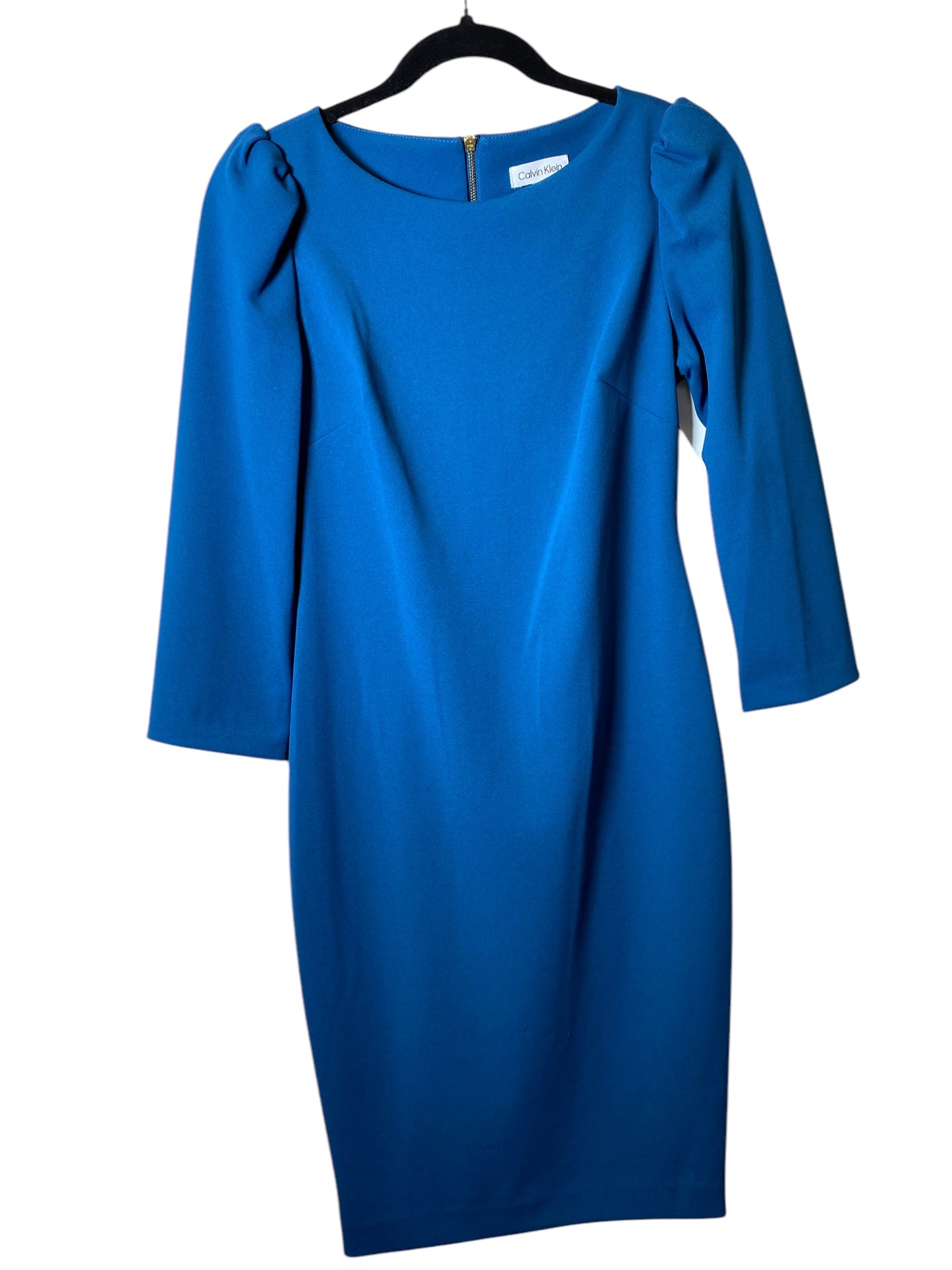 Dress Casual Midi By Calvin Klein In Blue, Size: 4