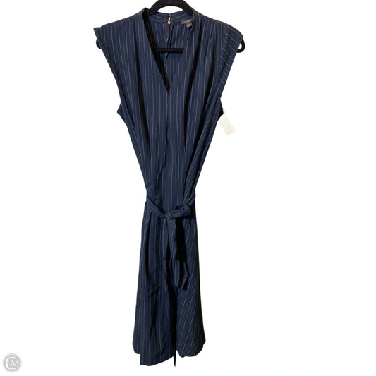 Dress Casual Midi By Ann Taylor In Blue & White, Size: 16