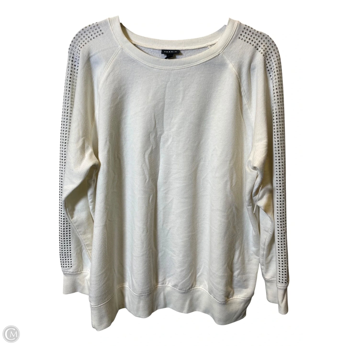 Sweater By Torrid In Cream & Silver, Size: M
