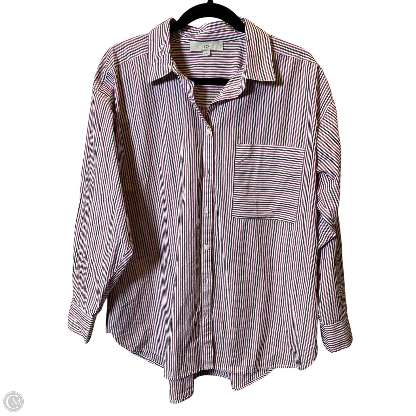 Blouse Long Sleeve By Loft In Brown & Purple, Size: L