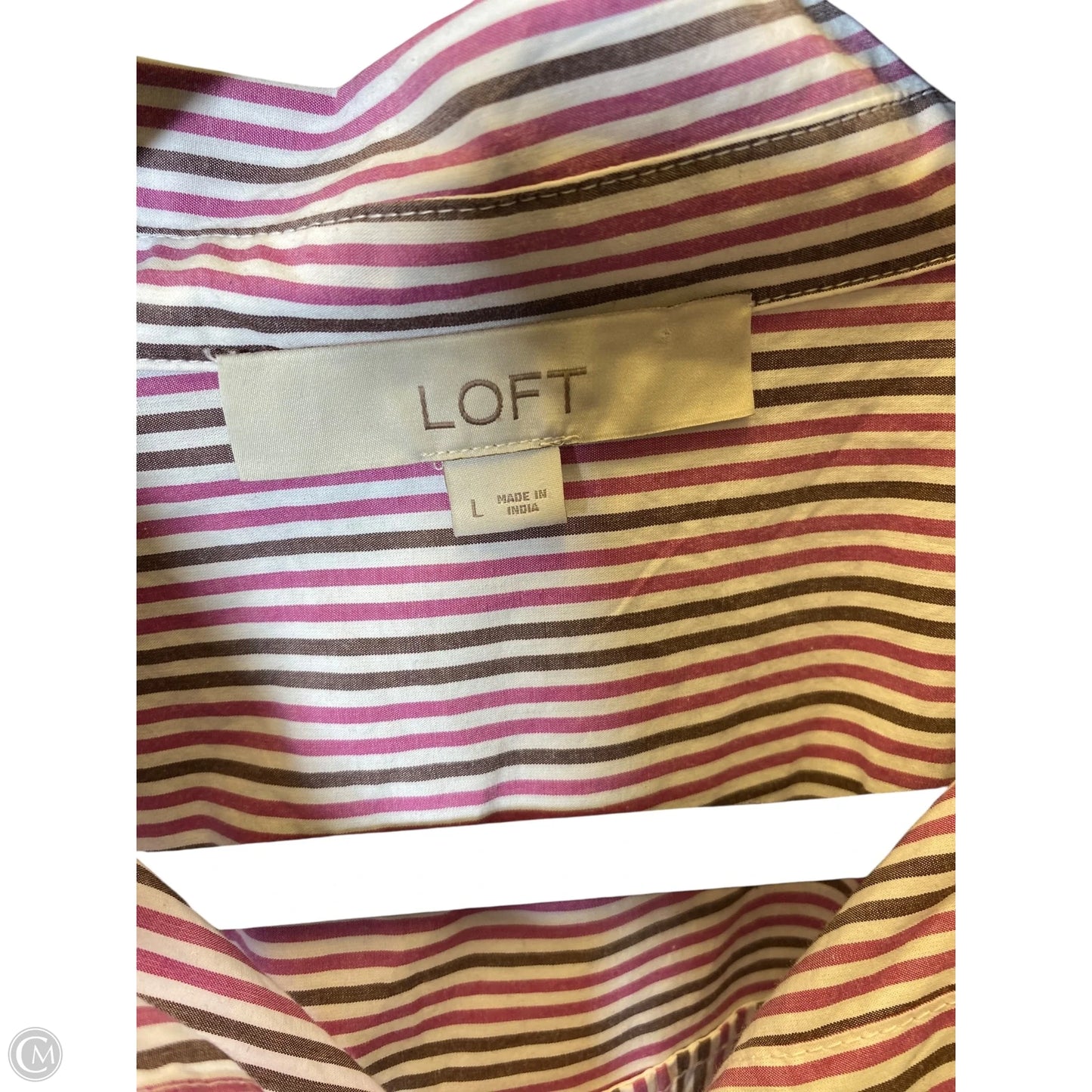 Blouse Long Sleeve By Loft In Brown & Purple, Size: L
