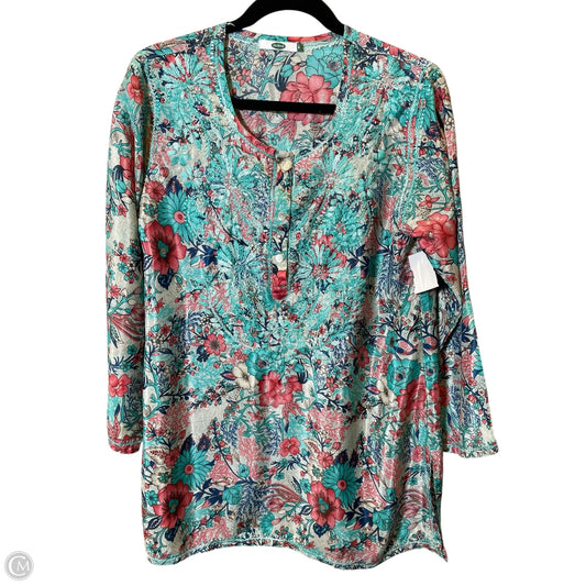 Top 3/4 Sleeve By Clothes Mentor In Floral Print, Size: M