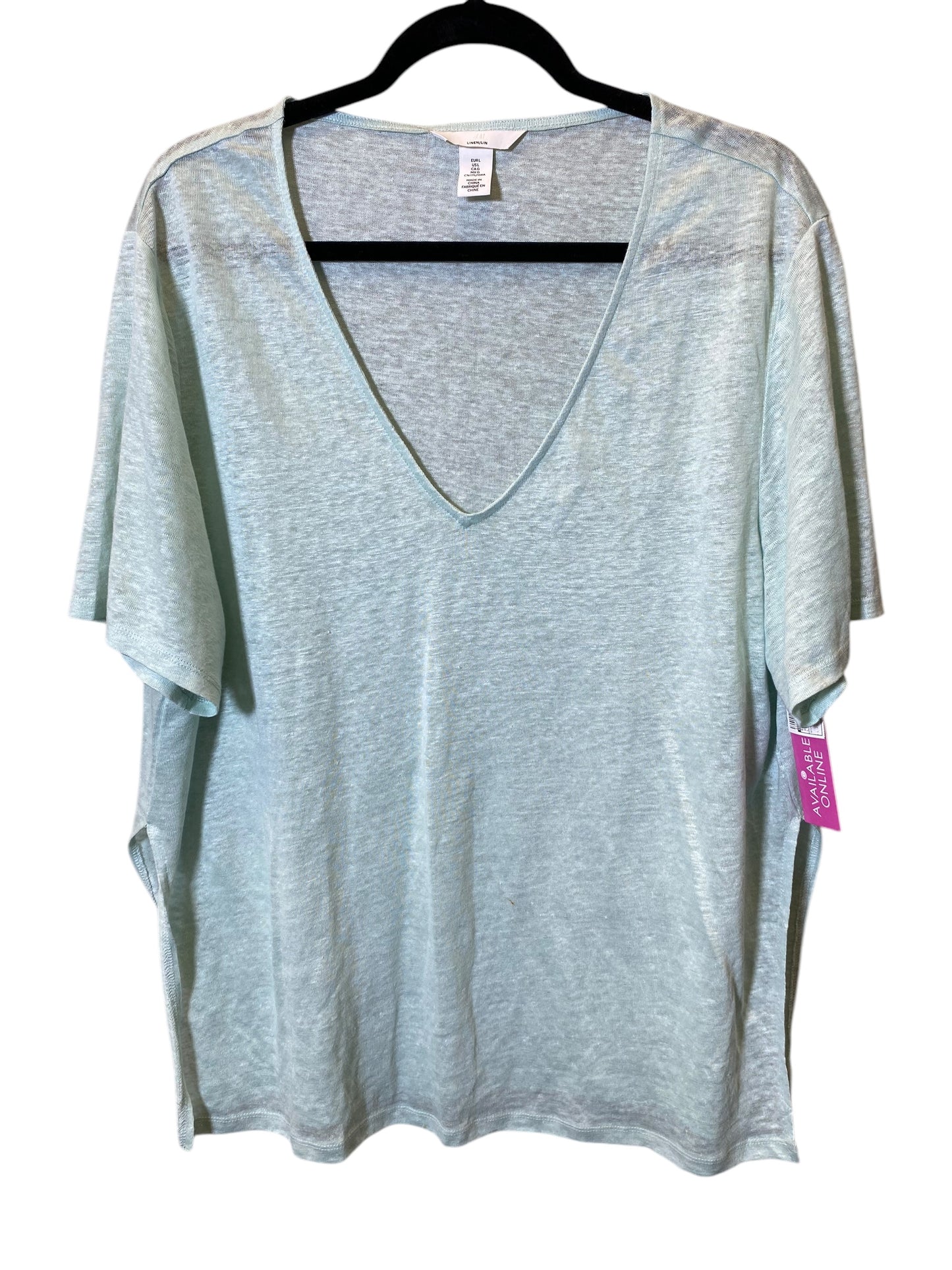 Top Short Sleeve By H&m In Green, Size: L