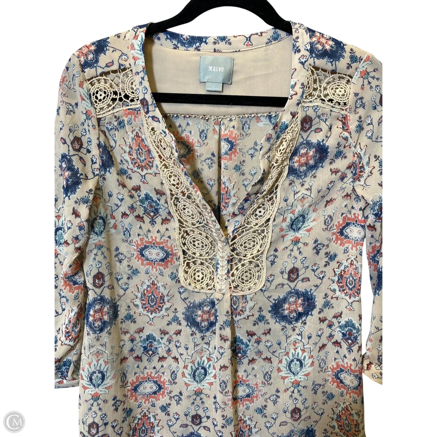 Top 3/4 Sleeve By Maeve In Multi-colored, Size: 2