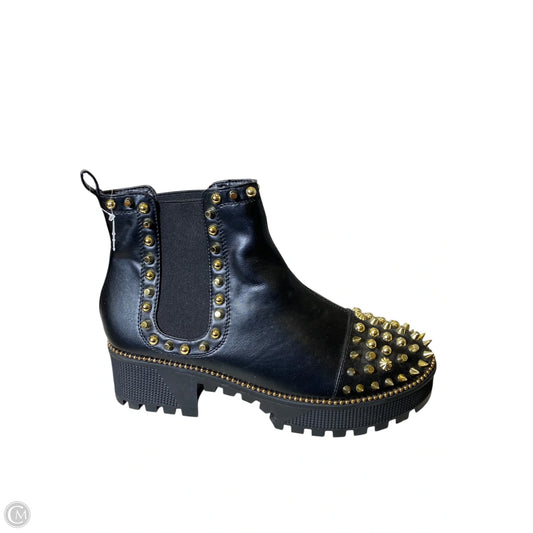 Boots Ankle Flats By Cape Robbin In Black & Gold, Size: 8