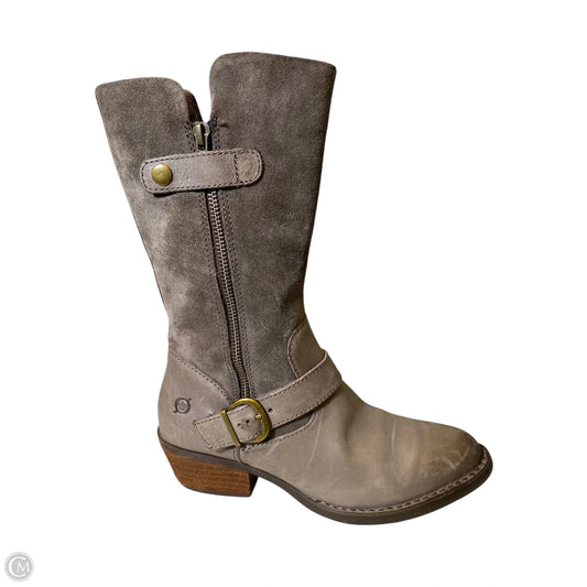 Boots Knee Heels By Born In Grey, Size: 6.5