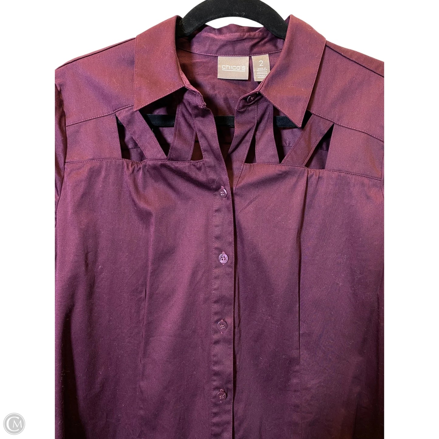Top Long Sleeve By Chicos In Maroon, Size: L