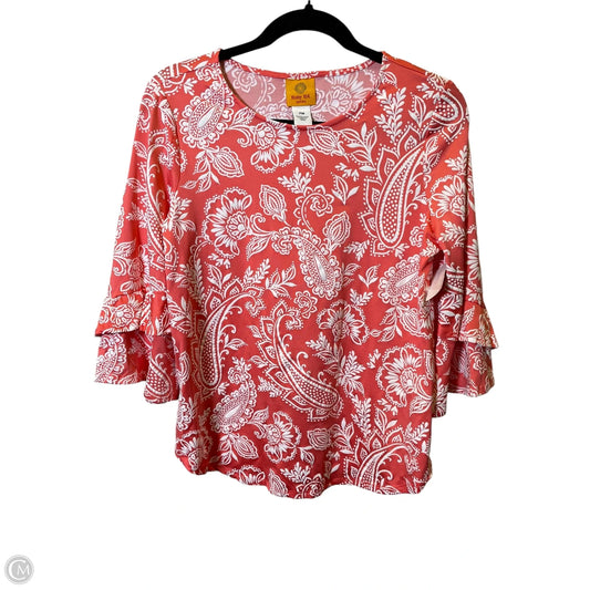 Top 3/4 Sleeve By Ruby Rd In Orange & White, Size: M