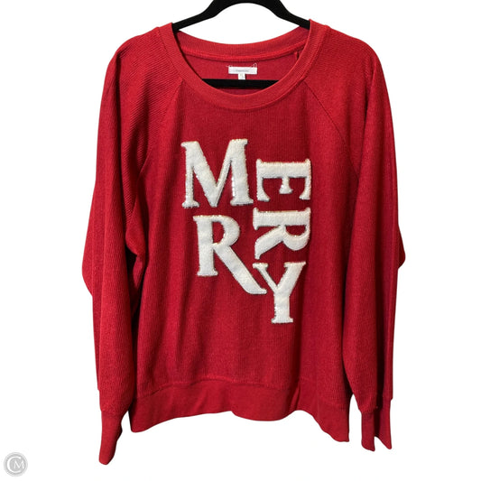 Sweater By Maurices In Red & White, Size: Xl