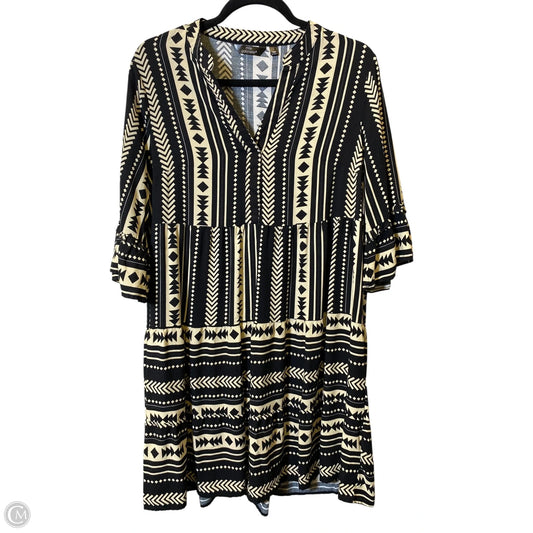 Dress Casual Short By Mlle Gabrielle In Black & Cream, Size: L