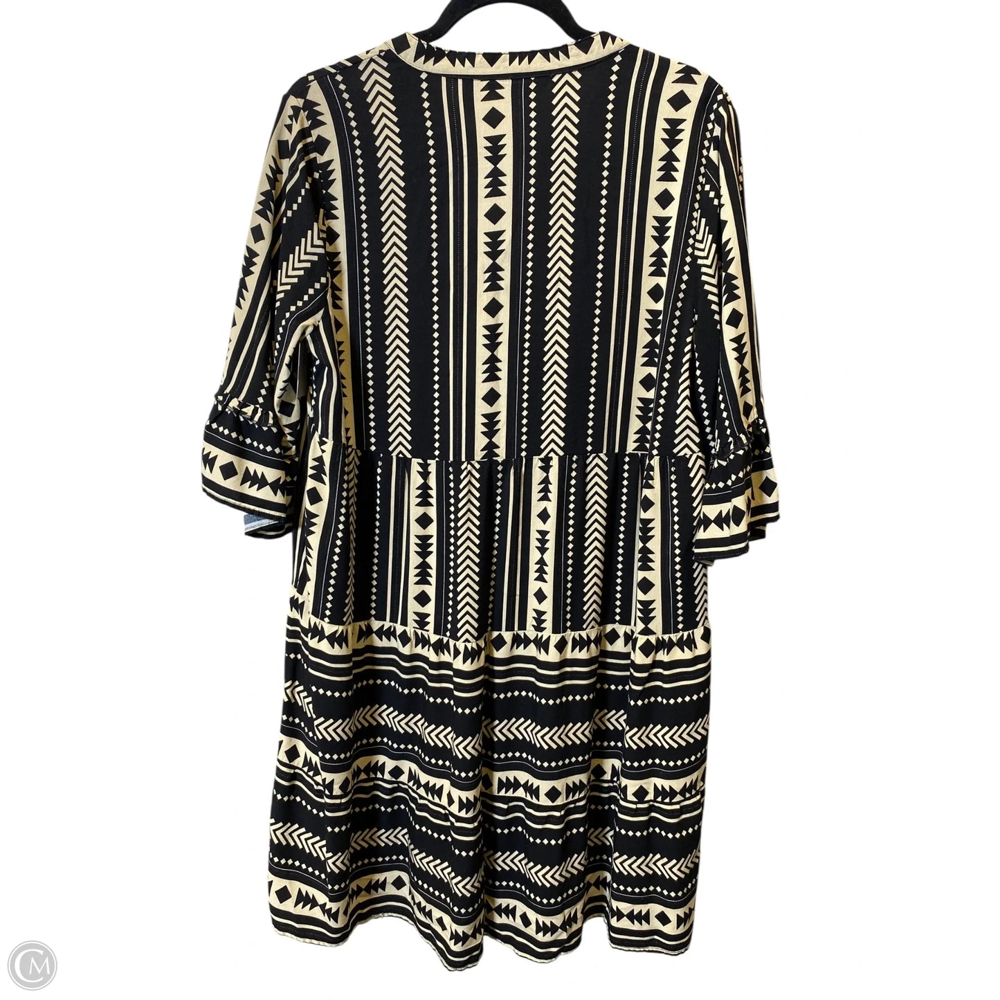 Dress Casual Short By Mlle Gabrielle In Black & Cream, Size: L