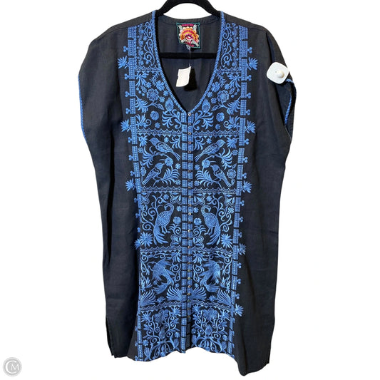 Dress Casual Midi By Johnny Was In Black & Blue, Size: L