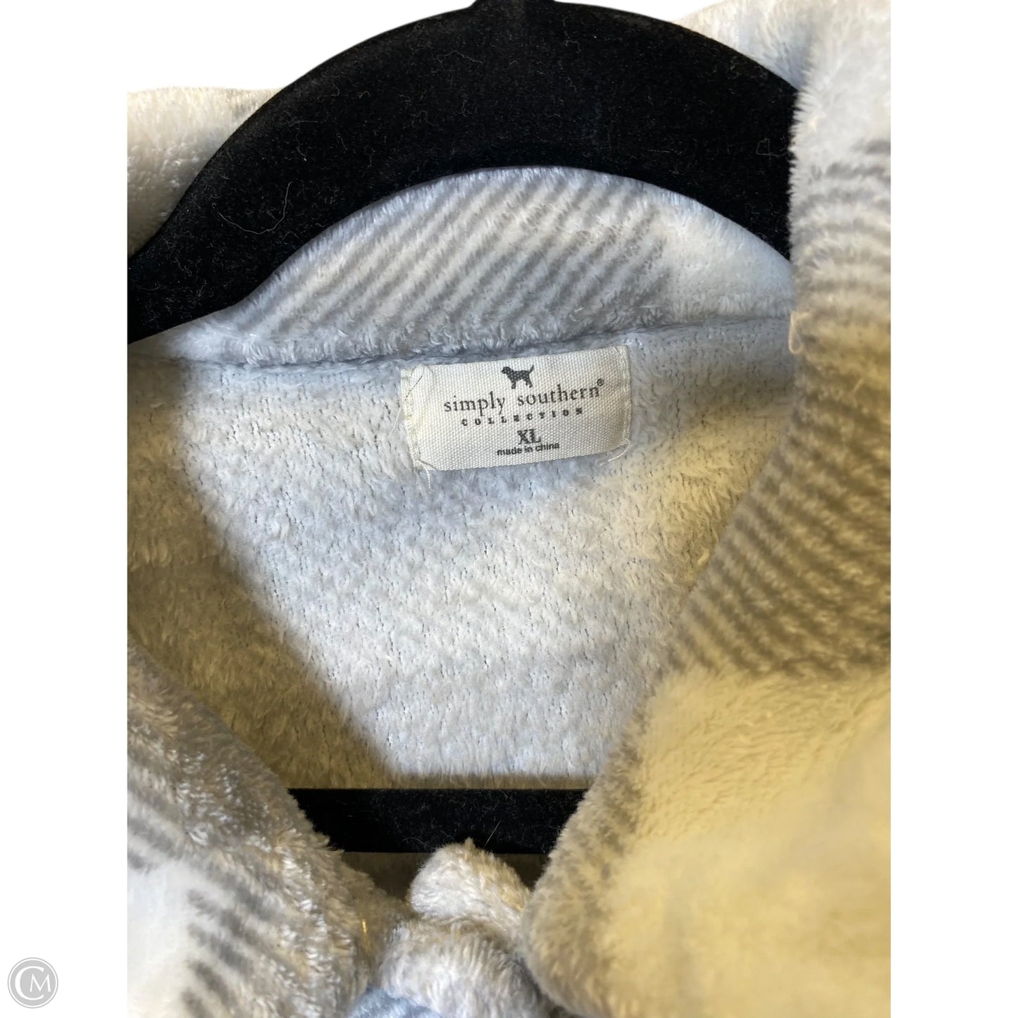Jacket Fleece By Simply Southern In Grey & White, Size: Xl