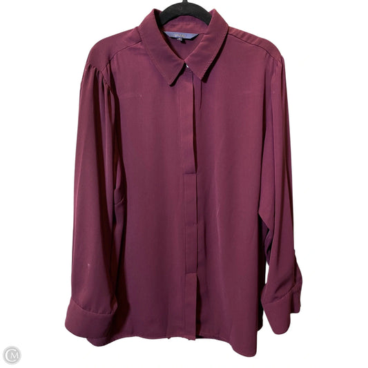 Blouse Long Sleeve By Rachel Roy In Maroon, Size: 2x