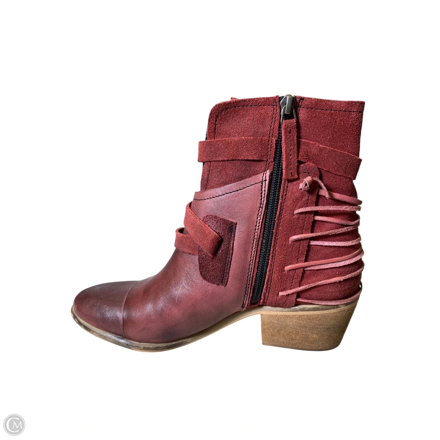 Boots Ankle Heels By Clothes Mentor In Red, Size: 6.5