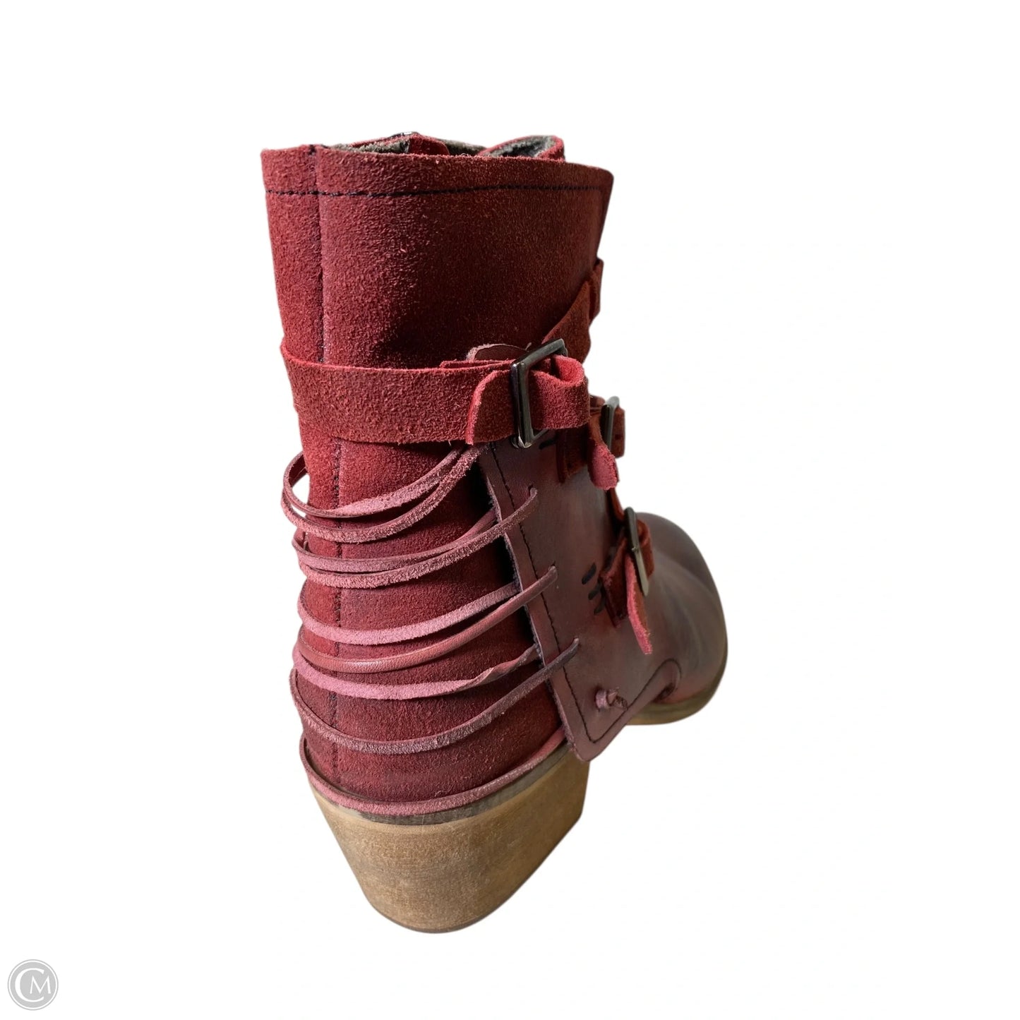 Boots Ankle Heels By Clothes Mentor In Red, Size: 6.5