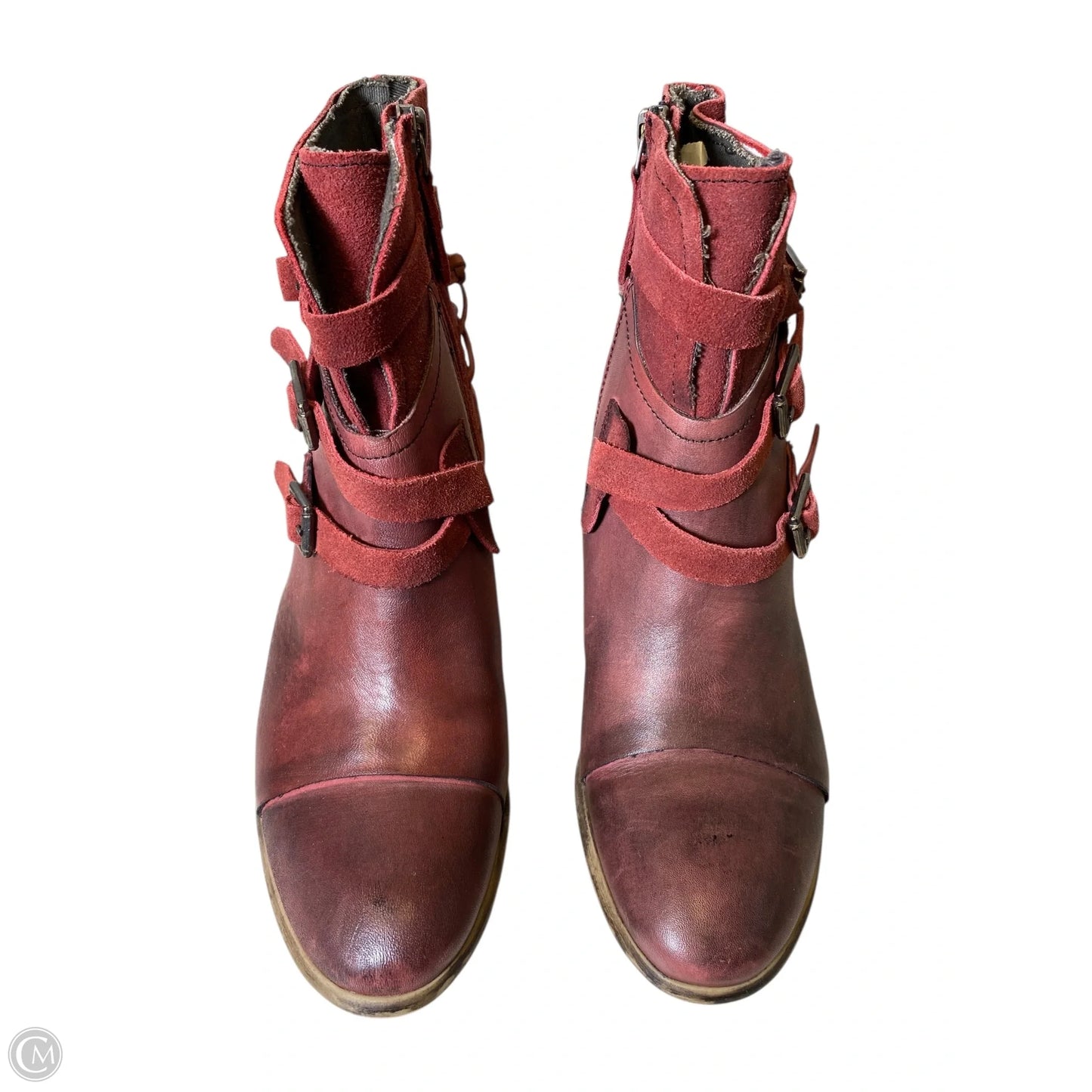 Boots Ankle Heels By Clothes Mentor In Red, Size: 6.5